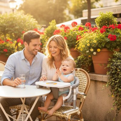 chaise-haute-bebe-easyclip-famille-en-terrasse