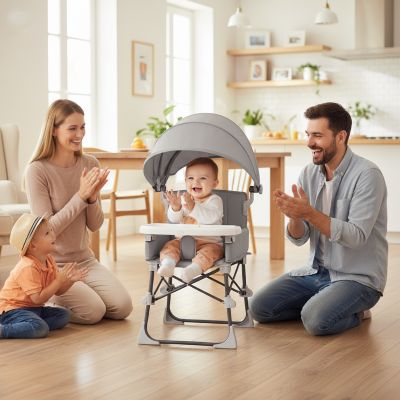 chaise-haute-bebe-parasol-grise-harmonie-familiale