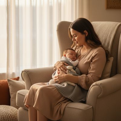 couverture-lapin-tricote-maman-bercant-bebe