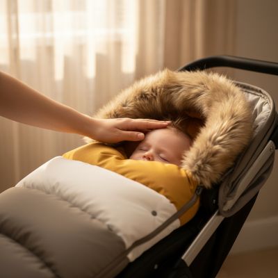 parent-caressant-cheveux-bebe-chanceliere-poussette-cosyride-jaune