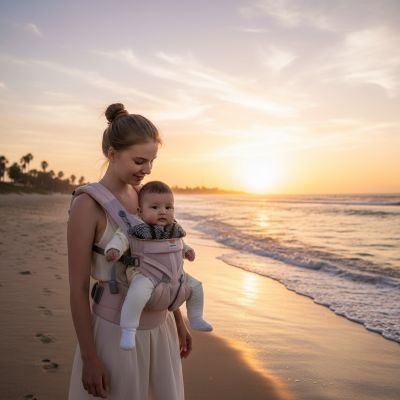 porte-bebe-cosy-rose-plage